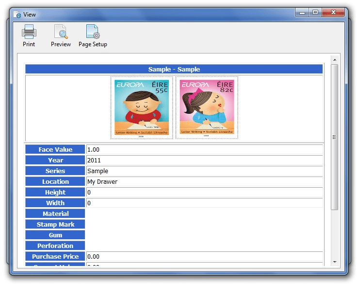 Stamp/Coin/Banknote Collection Manager Cataloging Software PC